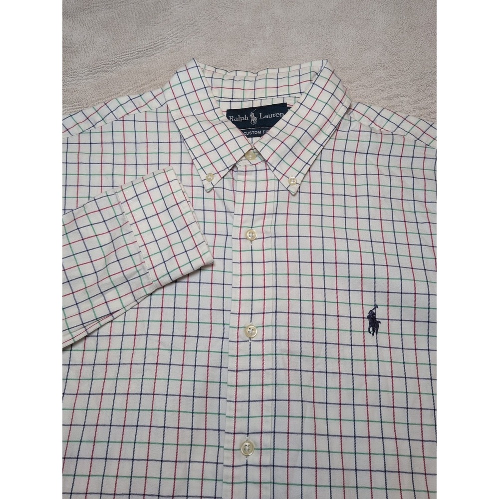 Vintage Polo Ralph Lauren Shirt Men's Size Large Button Down Custom Fit Plaid